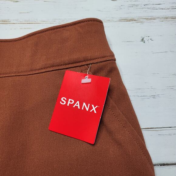 Spanx On the Go 6 Inch Pull On Shorts Bronze Glow Brown Stretch Shaping Large - Picture 5 of 7